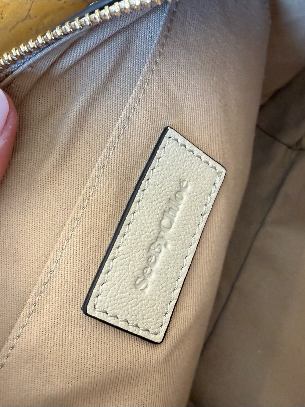 See By Chloe Beige Leather Crossbody with Braided Ring - Picture 3 of 6